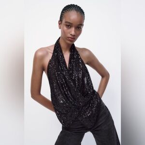 Zara Sequin Halter Top | Size SM